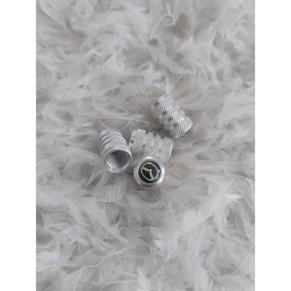 4x Silver Tire Valve Stem Caps for Mazda Model Aluminum Alloy Leakproof Car